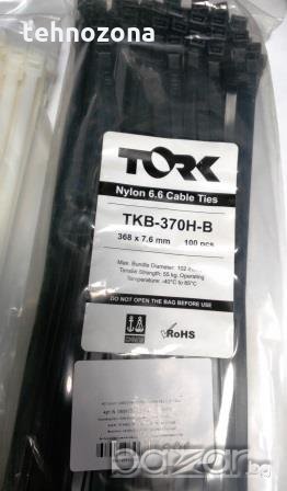 Кабелни превръзки бели/черни 368х7,6 TORK UV -40/+85°C 100бр., снимка 3 - Строителни материали - 19955894