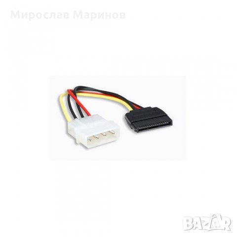 29.SATA захранващ кабел MANHATTAN 342766, 4 Pin Molex към 15 Pin, 16 cm