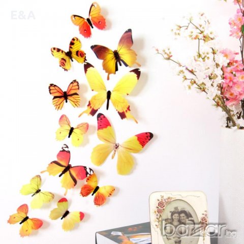 Пеперуди 3D за декорация 12 броя., снимка 2 - Декорация за дома - 20112640