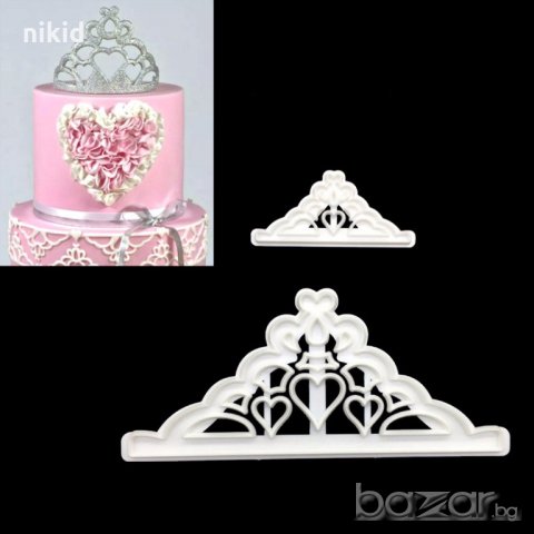 2 бр Тиара Корона сет пластмасови резци резец за тесто бисквитки фондан украса торта форма форми, снимка 2 - Форми - 18787426