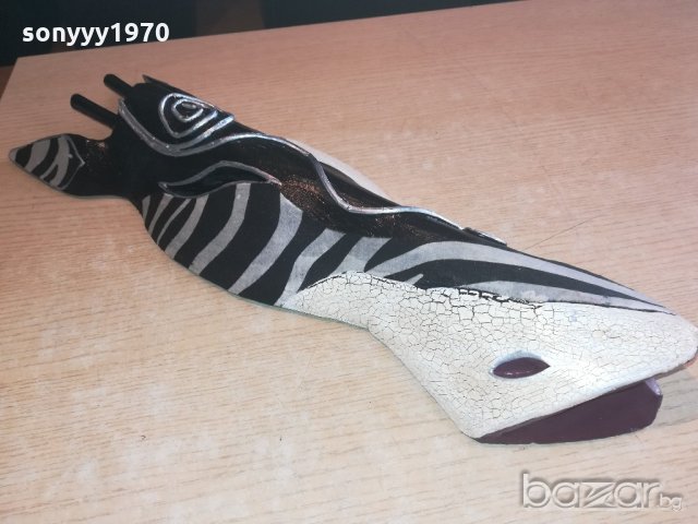 дървена маска-зебра-50х15х8см-внос швеицария, снимка 1 - Колекции - 20973842