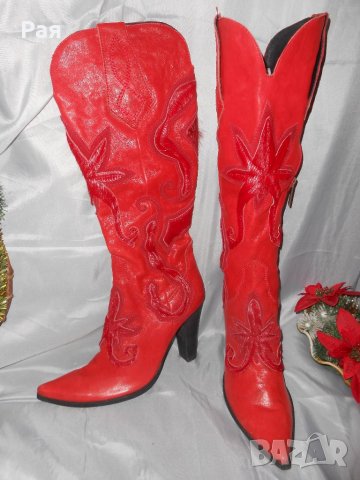 Елегантни ботуши Fiorelli червени кожа и кожа  от пони , снимка 2 - Дамски ботуши - 23847697