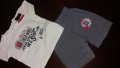 9-12м 80см Комплект тениска и панталонки Материя памук Цвят бяло сиво Без следи от употреба, снимка 1 - Комплекти за бебе - 14042273