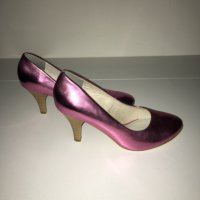 Немски ефектни кожени розови обувки Tamaris номер 36 и номер 37, снимка 8 - Дамски обувки на ток - 24276061