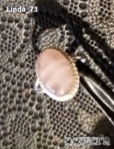 Среб.пръстен-с розов ахат-проба-925. Закупен от Италия., снимка 1