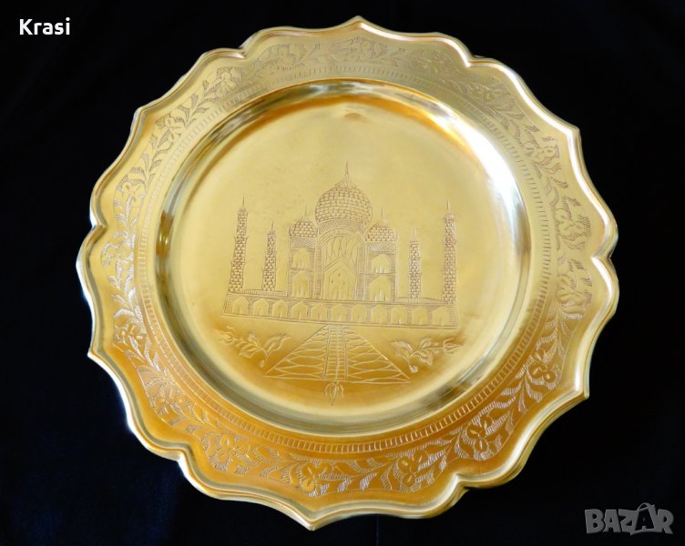 Бронзов поднос,пано с Тадж Махал 30 см.. , снимка 1