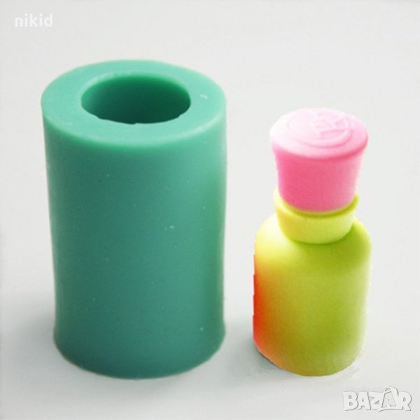 3D цилиндър парфюм шише лак козметика силиконов молд форма украса торта фондан шоколад гипс сапун, снимка 1