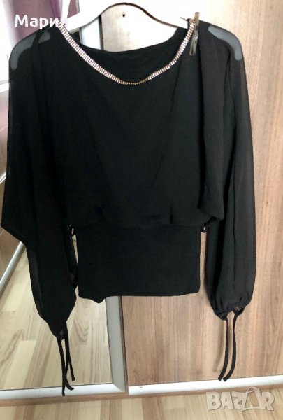 Черна блуза с камъчета, снимка 1