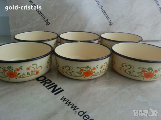 Сервиз метални емайлирани  купи, снимка 6 - Чинии - 23913600