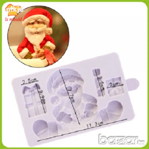 3D Голям Дядо Коледа и подаръци силиконов молд форма декор торта фондан шоколад украса и др