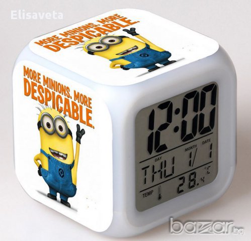 Миниони Despicable Me Alarm часовници с термометър с 7 цвята на дисплея, снимка 7 - Други - 12283345