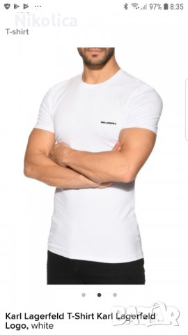  Оригинална тениска Karl Lagerfeld. Черна-L Бяла-XL , снимка 2 - Тениски - 25304909