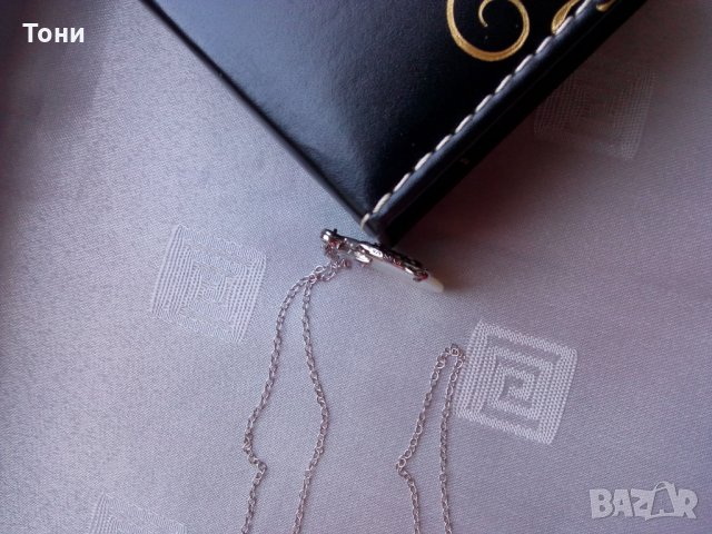  Сребърно бижу  със седеф и диамант HDIA/U , снимка 10 - Колиета, медальони, синджири - 26110434