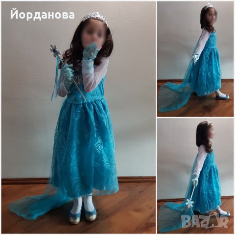 Детски рокли на Елза и Ана от "Замръзналото кралство" с подарък жезъл , снимка 5 - Детски рокли и поли - 21690273