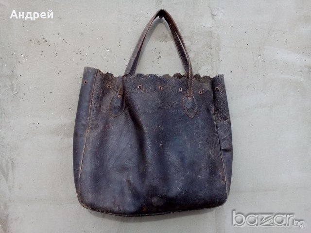 Старинна пазарска кожена чанта 2, снимка 3 - Антикварни и старинни предмети - 20130097