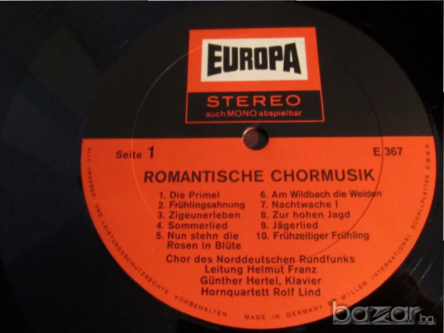 Грамофонна плоча Романтична хорова музика - изд. 70те години ., снимка 3 - Грамофонни плочи - 17886001
