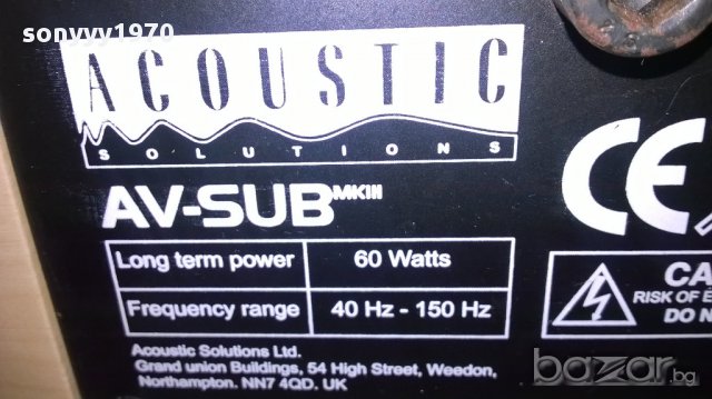 acoustic soliution av-sub mkIII-made in uk-внос от англия, снимка 7 - Ресийвъри, усилватели, смесителни пултове - 12579569