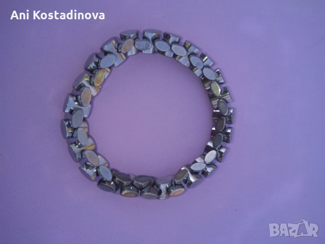 Мъжка гривна от естествен хематит, снимка 2 - Гривни - 23266779