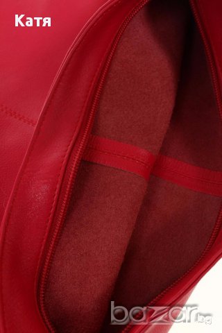 Червена дамска чанта, естествена кожа + портфейл подарък, снимка 3 - Чанти - 10353125