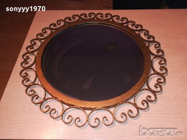 АНТИК-огледало 57см-ковано желязо-цвят злато-внос швеицария, снимка 8 - Антикварни и старинни предмети - 20291579