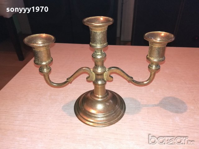 старинен свещник-антика-24х18х11см-внос швеицария, снимка 6 - Антикварни и старинни предмети - 20247202