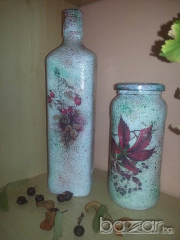Бутилки  с декупаж, снимка 2 - Декорация за дома - 17497731