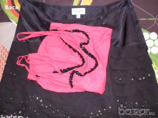 сет 100 % Karen Millen оригинална пола с камъни 100 % silk + топ Karen Millen, снимка 13 - Поли - 11549648