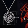 House of the Dragon 🏡🐲🐉 / Game of Thrones Триглав Дракон колие Таргериен герб, снимка 3