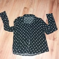 Нова дамска черна риза със звездички на Mango- размер -М-Л, снимка 7 - Ризи - 16093438