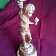 Уникална Стара Бронзова Статуетка Момченце, снимка 3 - Антикварни и старинни предмети - 16357668