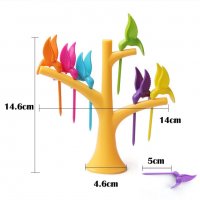 497 Парти вилички за хапки и плодове Колибри комплект от 6 броя птички и поставка, снимка 4 - Прибори за хранене, готвене и сервиране - 22793274