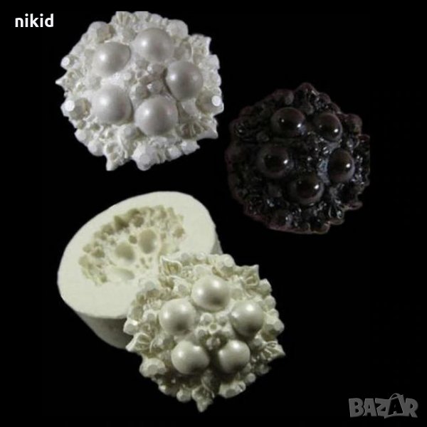 3D 5 перли в кръг силиконов молд форма за украса торта с фондан шоколад гипс сапун тесто, снимка 1