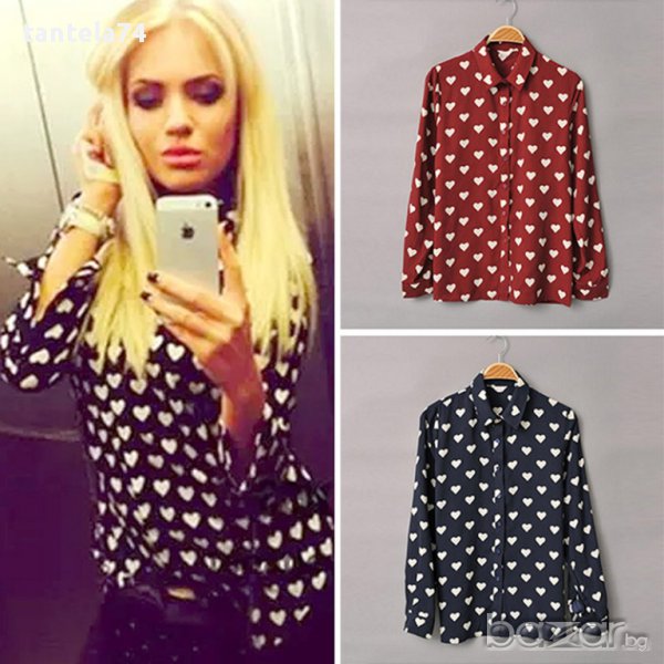 НАЛИЧНА ДАМСКА РИЗА СЪС СЪРЦА, снимка 1