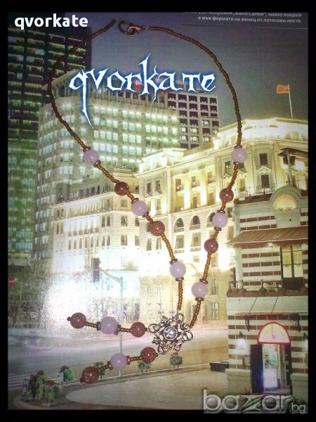 Колие от розов кварц,авантюрин, снимка 1