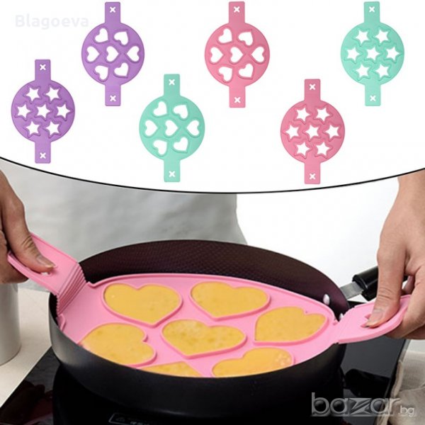 Ново! Нов модел силиконова форма за мини американски палачинки-сърца, пържени яйца, омлети и др. , снимка 1