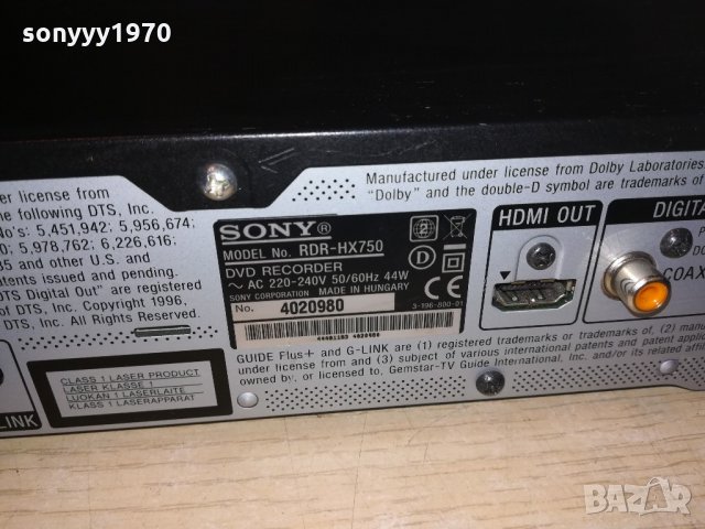 поръчано-Sony rdr-hx750 recorder-hdmi/usb/dvd/hdd внос от швеицария, снимка 17 - Плейъри, домашно кино, прожектори - 21510238