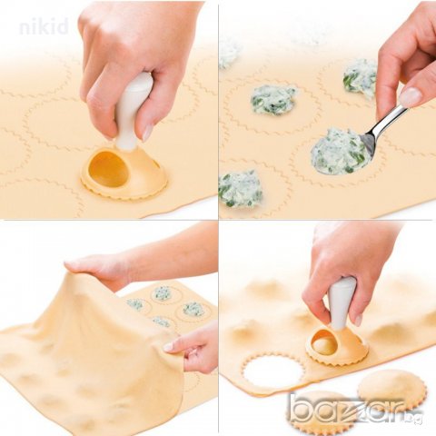 4 бр Равиоли преса резци с дръжка за направа от тесто с плънка или сладки, снимка 2 - Форми - 18488486