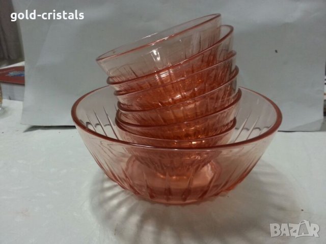 Стари стъклени купички розово стъкло, снимка 12 - Сервизи - 24077757