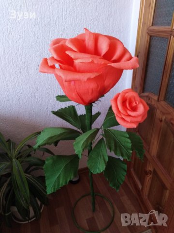 Гигантски рози от хартия, снимка 4 - Изкуствени цветя - 25247297