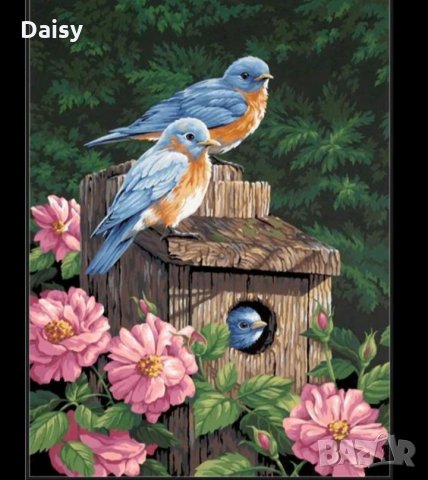 Диамантен гоблен"Къщичка и птички", снимка 3 - Гоблени - 25832606