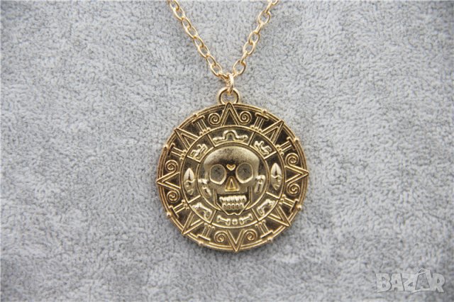 🪙 ☠️Монета на Ацтеките - Карибски Пирати 🦜 - Колие - Антична - Златна/Сребърна, снимка 5 - Колиета, медальони, синджири - 22670898