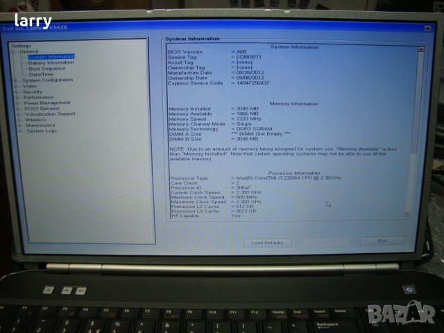 Dell Latitude E5520 лаптоп на части, снимка 6 - Части за лаптопи - 25379694