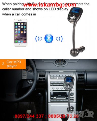 Блутут трансмитер за кола с високоговорител, снимка 10 - Аксесоари и консумативи - 26148326