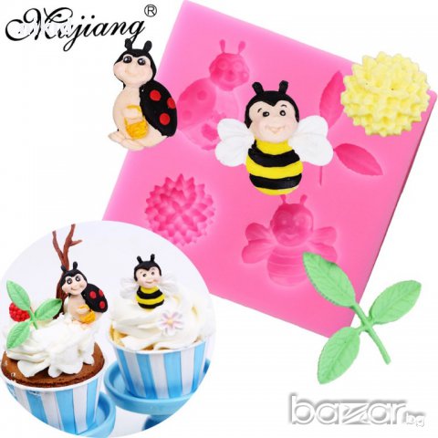 калинка и пчеличка пчела иликонов молд форма за декорация торта фондан шоколад , снимка 1 - Форми - 18092406
