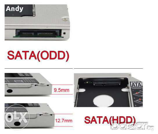  9.5/12.7mm SATA 2nd HDD SSD чекмедже/Caddy унивесален за 2-ри диск за лаптоп, снимка 6 - Твърди дискове - 11952170