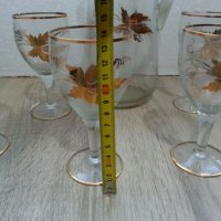 Стъклени чаши и кана с златен кант и гравюра, снимка 7 - Антикварни и старинни предмети - 22703507