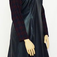 Нова рокля от лилава еко кожа - XL, снимка 2 - Рокли - 23295884