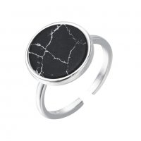 Сребърен пръстен Мраморен камък, снимка 4 - Пръстени - 19125531