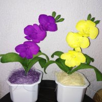 Цветя от хартия-орхидея, снимка 5 - Изкуствени цветя - 24675846
