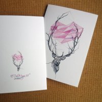 Картичка "Dear" / елен, животни, сърце, любов, розово, снимка 4 - Романтични подаръци - 20950446